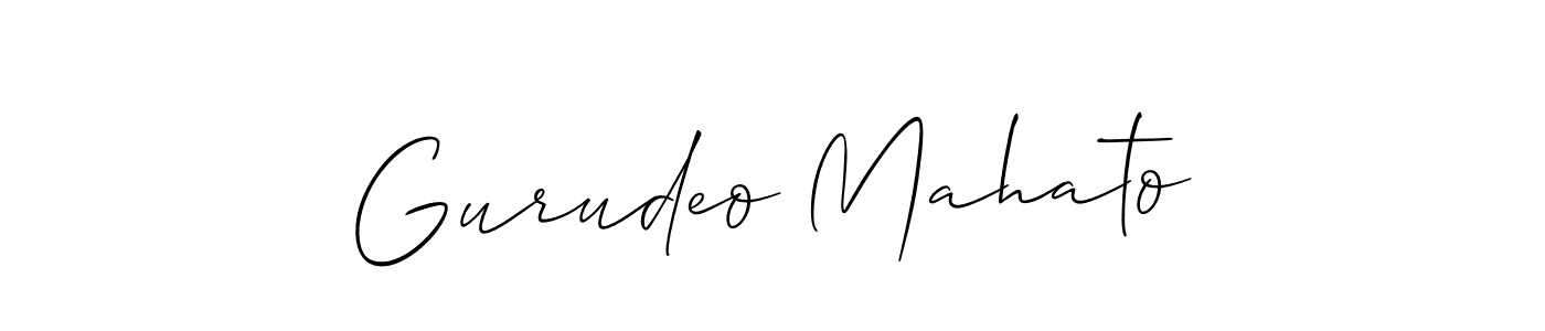 How to make Gurudeo Mahato name signature. Use Allison_Script style for creating short signs online. This is the latest handwritten sign. Gurudeo Mahato signature style 2 images and pictures png