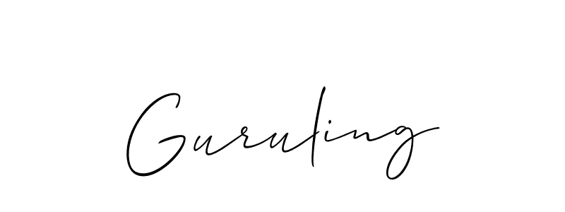 Design your own signature with our free online signature maker. With this signature software, you can create a handwritten (Allison_Script) signature for name Guruling. Guruling signature style 2 images and pictures png