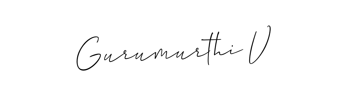 It looks lik you need a new signature style for name Gurumurthi V. Design unique handwritten (Allison_Script) signature with our free signature maker in just a few clicks. Gurumurthi V signature style 2 images and pictures png