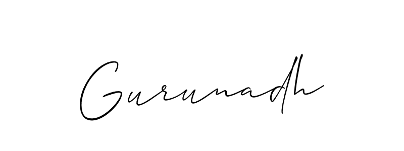 Make a beautiful signature design for name Gurunadh. With this signature (Allison_Script) style, you can create a handwritten signature for free. Gurunadh signature style 2 images and pictures png