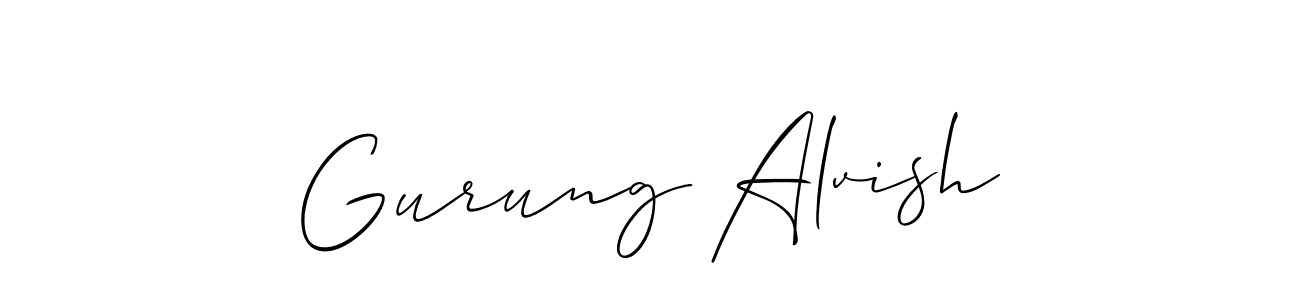 How to make Gurung Alvish name signature. Use Allison_Script style for creating short signs online. This is the latest handwritten sign. Gurung Alvish signature style 2 images and pictures png