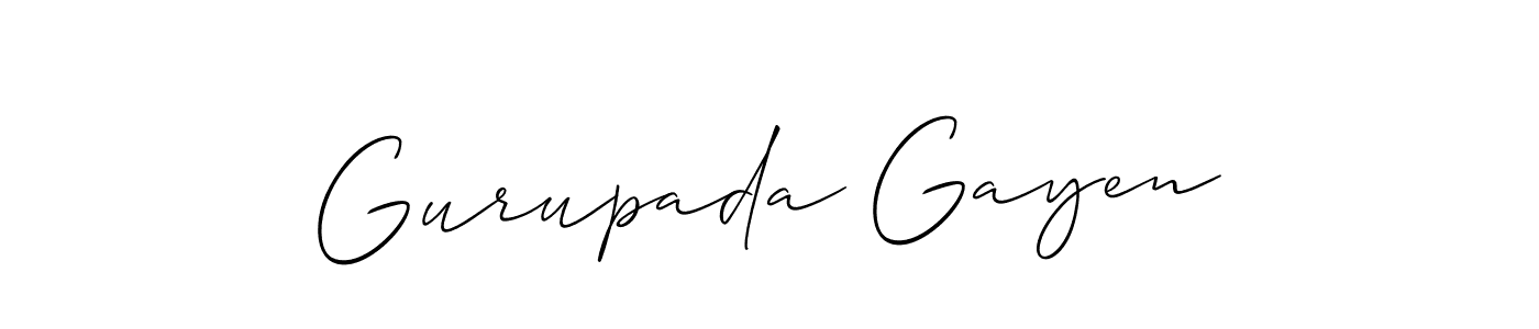Use a signature maker to create a handwritten signature online. With this signature software, you can design (Allison_Script) your own signature for name Gurupada Gayen. Gurupada Gayen signature style 2 images and pictures png