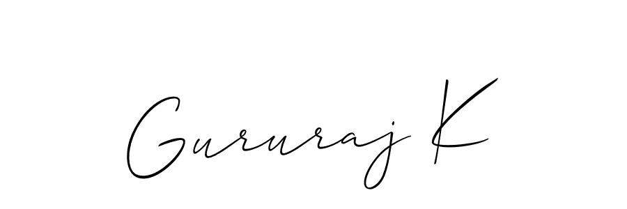 Use a signature maker to create a handwritten signature online. With this signature software, you can design (Allison_Script) your own signature for name Gururaj K. Gururaj K signature style 2 images and pictures png