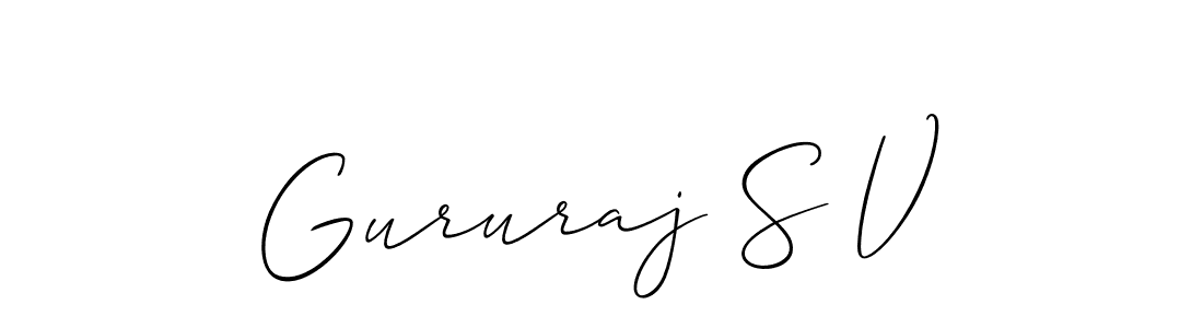 Similarly Allison_Script is the best handwritten signature design. Signature creator online .You can use it as an online autograph creator for name Gururaj S V. Gururaj S V signature style 2 images and pictures png