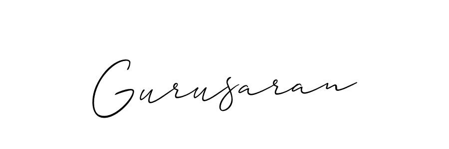 Use a signature maker to create a handwritten signature online. With this signature software, you can design (Allison_Script) your own signature for name Gurusaran. Gurusaran signature style 2 images and pictures png