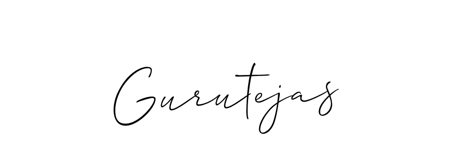 Allison_Script is a professional signature style that is perfect for those who want to add a touch of class to their signature. It is also a great choice for those who want to make their signature more unique. Get Gurutejas name to fancy signature for free. Gurutejas signature style 2 images and pictures png