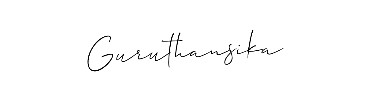Use a signature maker to create a handwritten signature online. With this signature software, you can design (Allison_Script) your own signature for name Guruthansika. Guruthansika signature style 2 images and pictures png