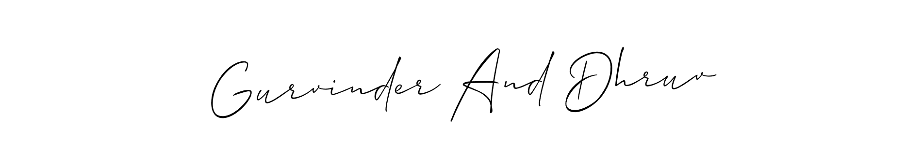 This is the best signature style for the Gurvinder And Dhruv name. Also you like these signature font (Allison_Script). Mix name signature. Gurvinder And Dhruv signature style 2 images and pictures png