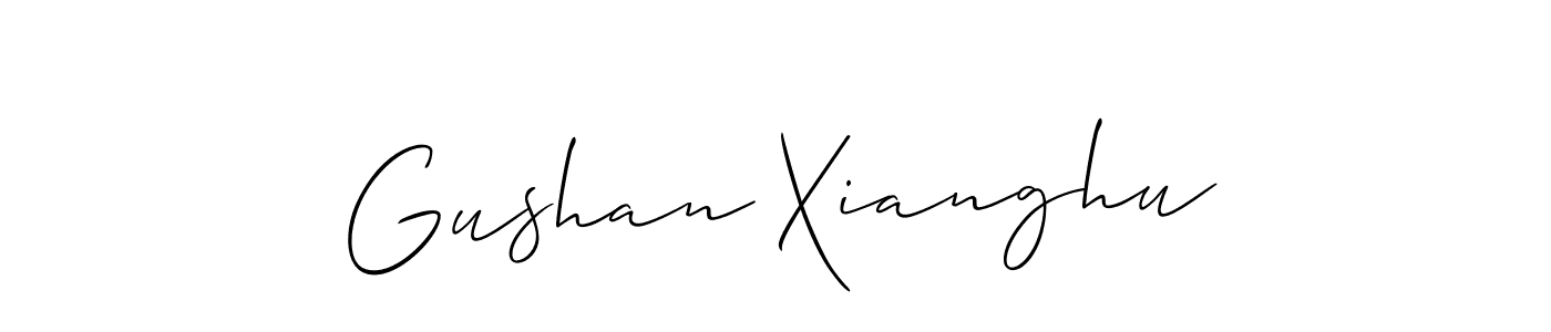 Create a beautiful signature design for name Gushan Xianghu. With this signature (Allison_Script) fonts, you can make a handwritten signature for free. Gushan Xianghu signature style 2 images and pictures png