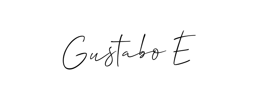 The best way (Allison_Script) to make a short signature is to pick only two or three words in your name. The name Gustabo E include a total of six letters. For converting this name. Gustabo E signature style 2 images and pictures png