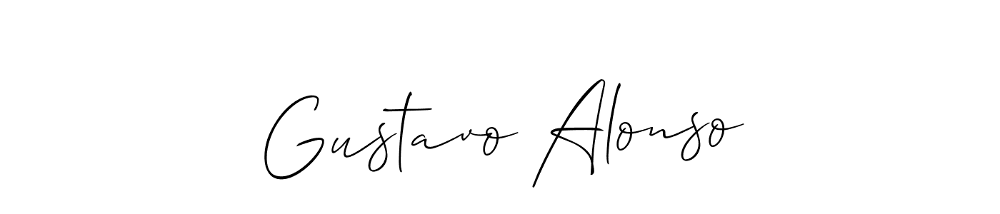 Allison_Script is a professional signature style that is perfect for those who want to add a touch of class to their signature. It is also a great choice for those who want to make their signature more unique. Get Gustavo Alonso name to fancy signature for free. Gustavo Alonso signature style 2 images and pictures png