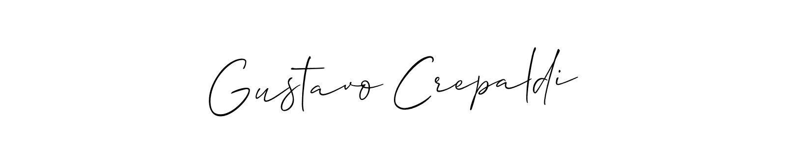 Create a beautiful signature design for name Gustavo Crepaldi. With this signature (Allison_Script) fonts, you can make a handwritten signature for free. Gustavo Crepaldi signature style 2 images and pictures png