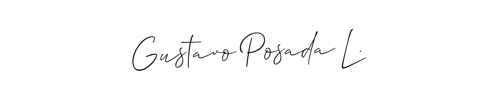 Create a beautiful signature design for name Gustavo Posada L.. With this signature (Allison_Script) fonts, you can make a handwritten signature for free. Gustavo Posada L. signature style 2 images and pictures png