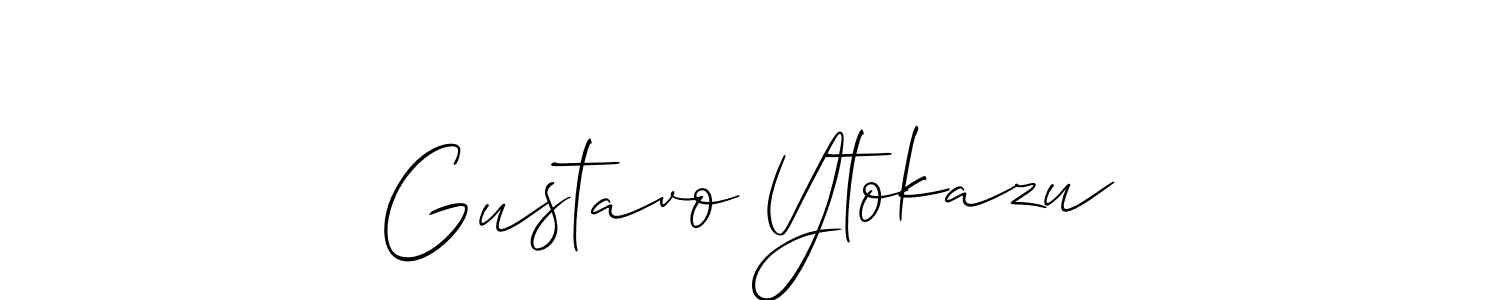 You should practise on your own different ways (Allison_Script) to write your name (Gustavo Ytokazu) in signature. don't let someone else do it for you. Gustavo Ytokazu signature style 2 images and pictures png