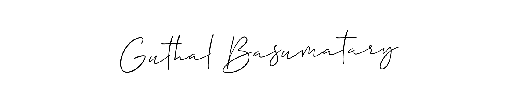 The best way (Allison_Script) to make a short signature is to pick only two or three words in your name. The name Guthal Basumatary include a total of six letters. For converting this name. Guthal Basumatary signature style 2 images and pictures png