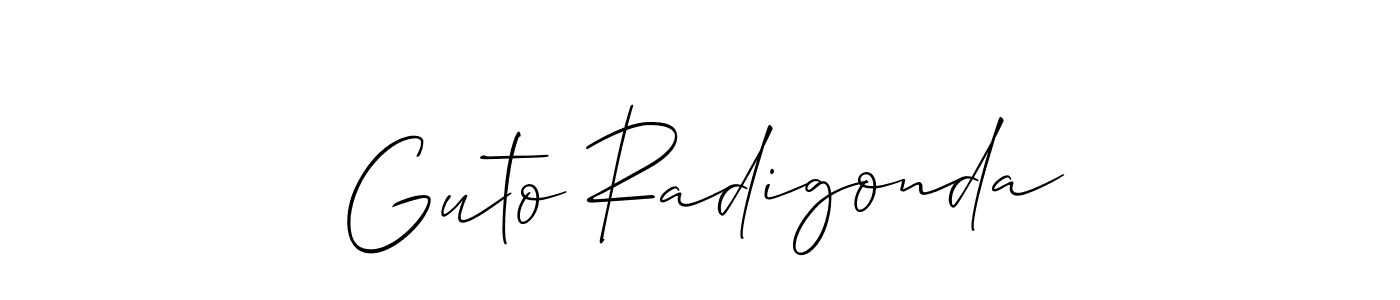 if you are searching for the best signature style for your name Guto Radigonda. so please give up your signature search. here we have designed multiple signature styles  using Allison_Script. Guto Radigonda signature style 2 images and pictures png