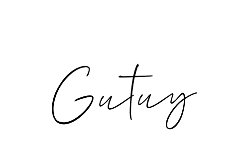 The best way (Allison_Script) to make a short signature is to pick only two or three words in your name. The name Gutuy include a total of six letters. For converting this name. Gutuy signature style 2 images and pictures png