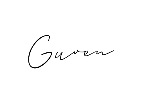 Make a beautiful signature design for name Guven. With this signature (Allison_Script) style, you can create a handwritten signature for free. Guven signature style 2 images and pictures png