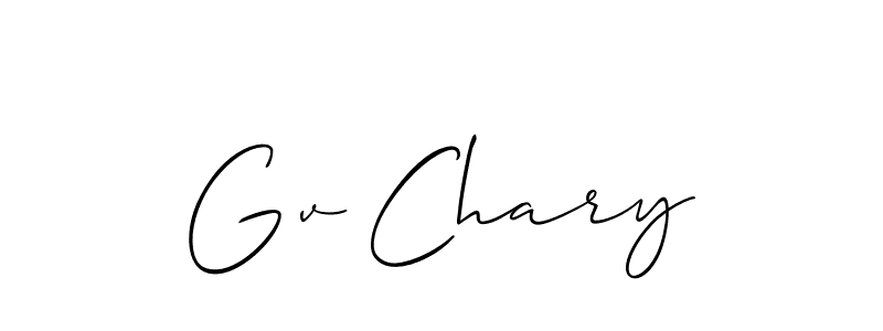 The best way (Allison_Script) to make a short signature is to pick only two or three words in your name. The name Gv Chary include a total of six letters. For converting this name. Gv Chary signature style 2 images and pictures png