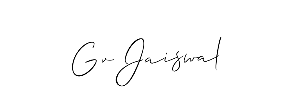 if you are searching for the best signature style for your name Gv Jaiswal. so please give up your signature search. here we have designed multiple signature styles  using Allison_Script. Gv Jaiswal signature style 2 images and pictures png