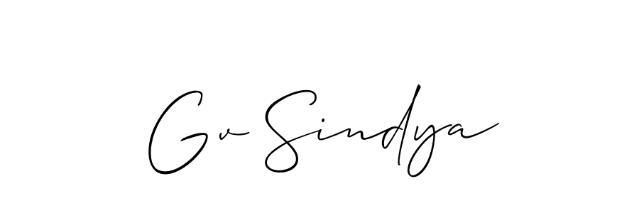 Similarly Allison_Script is the best handwritten signature design. Signature creator online .You can use it as an online autograph creator for name Gv Sindya. Gv Sindya signature style 2 images and pictures png