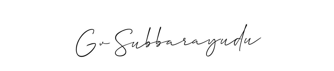 Use a signature maker to create a handwritten signature online. With this signature software, you can design (Allison_Script) your own signature for name Gv Subbarayudu. Gv Subbarayudu signature style 2 images and pictures png