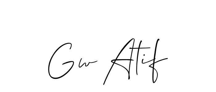 It looks lik you need a new signature style for name Gw Atif. Design unique handwritten (Allison_Script) signature with our free signature maker in just a few clicks. Gw Atif signature style 2 images and pictures png