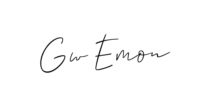 Use a signature maker to create a handwritten signature online. With this signature software, you can design (Allison_Script) your own signature for name Gw Emon. Gw Emon signature style 2 images and pictures png