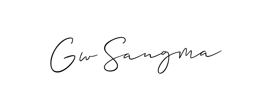 How to Draw Gw Sangma signature style? Allison_Script is a latest design signature styles for name Gw Sangma. Gw Sangma signature style 2 images and pictures png