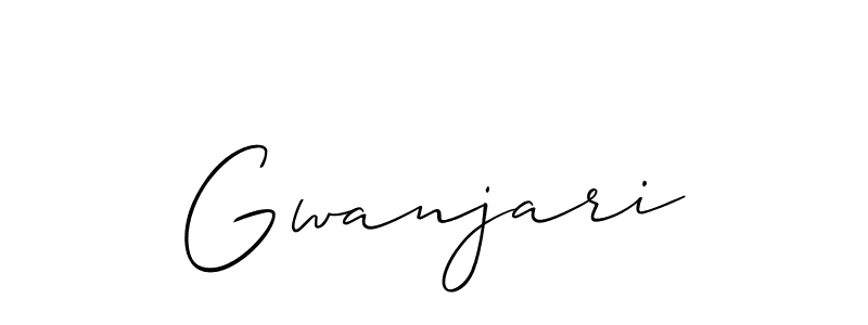Allison_Script is a professional signature style that is perfect for those who want to add a touch of class to their signature. It is also a great choice for those who want to make their signature more unique. Get Gwanjari name to fancy signature for free. Gwanjari signature style 2 images and pictures png