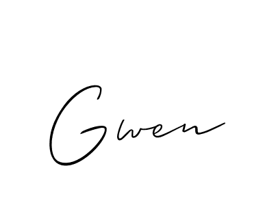 Use a signature maker to create a handwritten signature online. With this signature software, you can design (Allison_Script) your own signature for name Gwen. Gwen signature style 2 images and pictures png