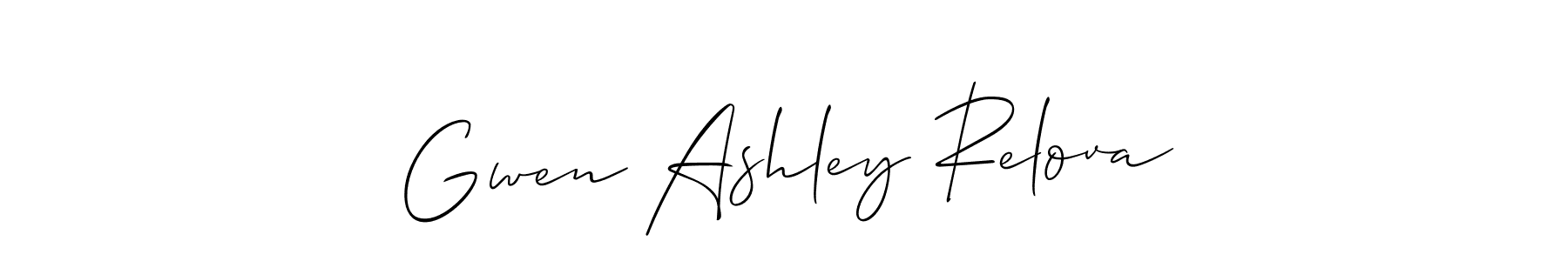 It looks lik you need a new signature style for name Gwen Ashley Relova. Design unique handwritten (Allison_Script) signature with our free signature maker in just a few clicks. Gwen Ashley Relova signature style 2 images and pictures png
