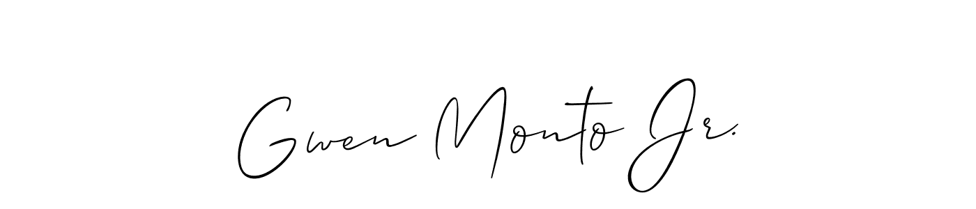 Allison_Script is a professional signature style that is perfect for those who want to add a touch of class to their signature. It is also a great choice for those who want to make their signature more unique. Get Gwen Monto Jr. name to fancy signature for free. Gwen Monto Jr. signature style 2 images and pictures png