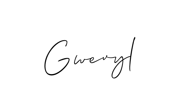 Make a beautiful signature design for name Gwevyl. With this signature (Allison_Script) style, you can create a handwritten signature for free. Gwevyl signature style 2 images and pictures png