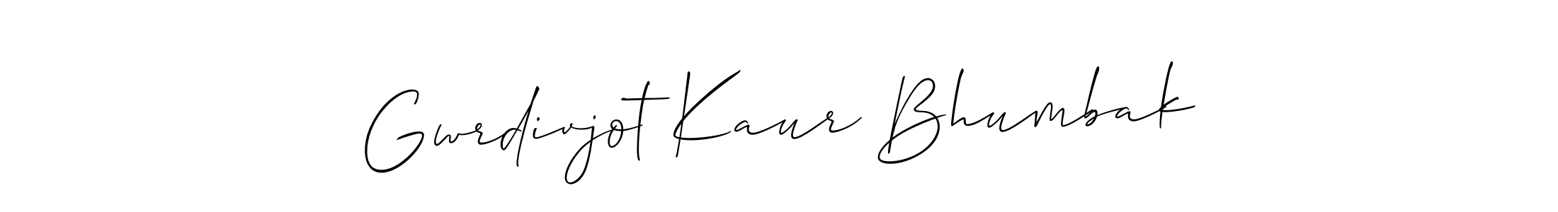It looks lik you need a new signature style for name Gwrdivjot Kaur Bhumbak. Design unique handwritten (Allison_Script) signature with our free signature maker in just a few clicks. Gwrdivjot Kaur Bhumbak signature style 2 images and pictures png
