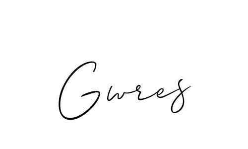 The best way (Allison_Script) to make a short signature is to pick only two or three words in your name. The name Gwres include a total of six letters. For converting this name. Gwres signature style 2 images and pictures png
