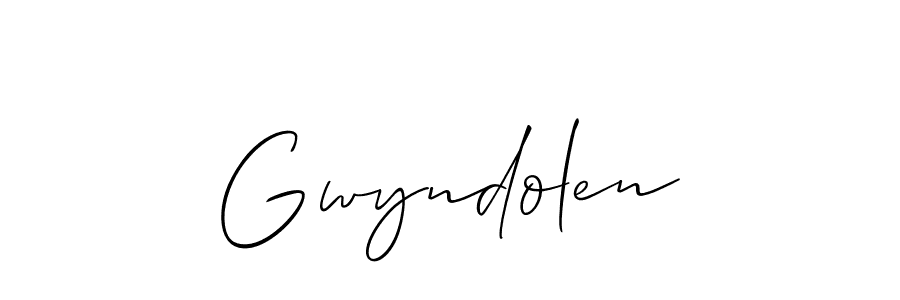Make a beautiful signature design for name Gwyndolen. With this signature (Allison_Script) style, you can create a handwritten signature for free. Gwyndolen signature style 2 images and pictures png