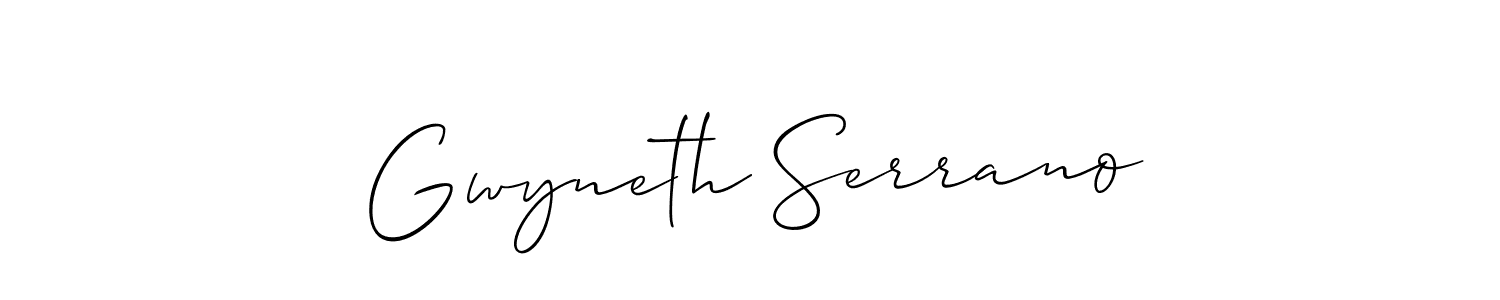 How to make Gwyneth Serrano signature? Allison_Script is a professional autograph style. Create handwritten signature for Gwyneth Serrano name. Gwyneth Serrano signature style 2 images and pictures png