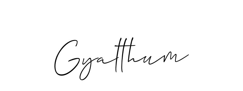 Create a beautiful signature design for name Gyalthum. With this signature (Allison_Script) fonts, you can make a handwritten signature for free. Gyalthum signature style 2 images and pictures png