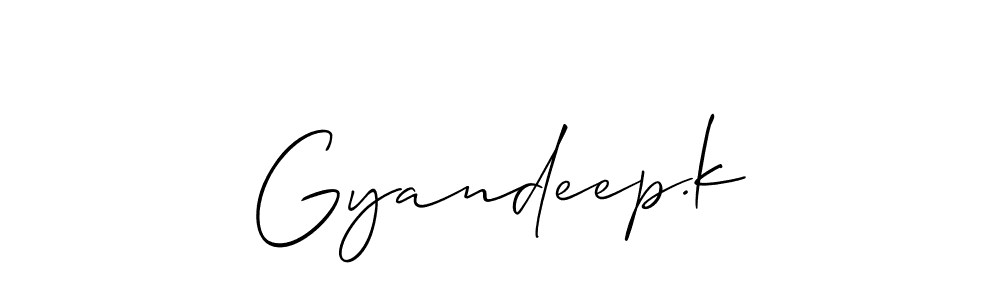 How to make Gyandeep.k name signature. Use Allison_Script style for creating short signs online. This is the latest handwritten sign. Gyandeep.k signature style 2 images and pictures png