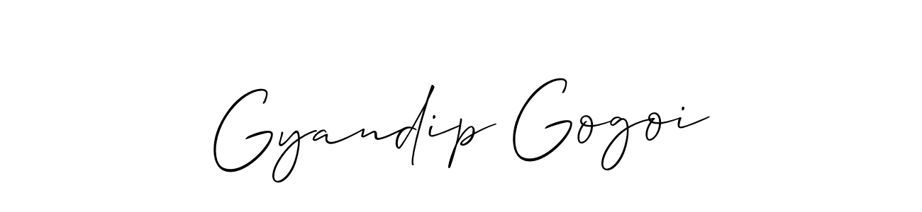 How to make Gyandip Gogoi name signature. Use Allison_Script style for creating short signs online. This is the latest handwritten sign. Gyandip Gogoi signature style 2 images and pictures png