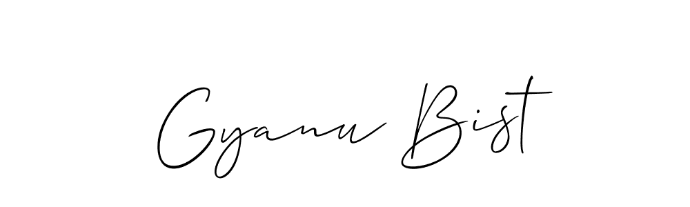 Create a beautiful signature design for name Gyanu Bist. With this signature (Allison_Script) fonts, you can make a handwritten signature for free. Gyanu Bist signature style 2 images and pictures png
