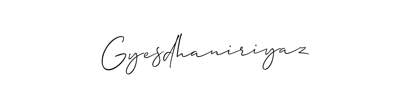 How to make Gyesdhaniriyaz signature? Allison_Script is a professional autograph style. Create handwritten signature for Gyesdhaniriyaz name. Gyesdhaniriyaz signature style 2 images and pictures png