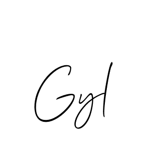 Design your own signature with our free online signature maker. With this signature software, you can create a handwritten (Allison_Script) signature for name Gyl. Gyl signature style 2 images and pictures png