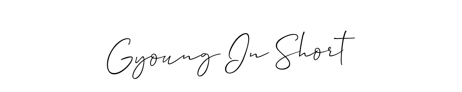 Use a signature maker to create a handwritten signature online. With this signature software, you can design (Allison_Script) your own signature for name Gyoung In Short. Gyoung In Short signature style 2 images and pictures png