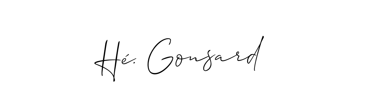 You should practise on your own different ways (Allison_Script) to write your name (Hé. Gonsard) in signature. don't let someone else do it for you. Hé. Gonsard signature style 2 images and pictures png