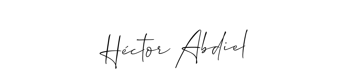 You should practise on your own different ways (Allison_Script) to write your name (Héctor Abdiel) in signature. don't let someone else do it for you. Héctor Abdiel signature style 2 images and pictures png