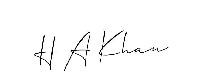 Allison_Script is a professional signature style that is perfect for those who want to add a touch of class to their signature. It is also a great choice for those who want to make their signature more unique. Get H A Khan name to fancy signature for free. H A Khan signature style 2 images and pictures png