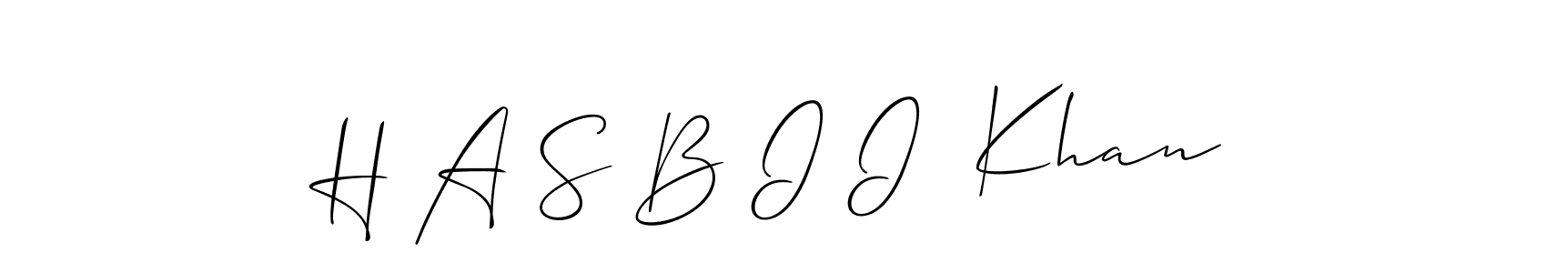 Use a signature maker to create a handwritten signature online. With this signature software, you can design (Allison_Script) your own signature for name H A S B I I  Khan. H A S B I I  Khan signature style 2 images and pictures png