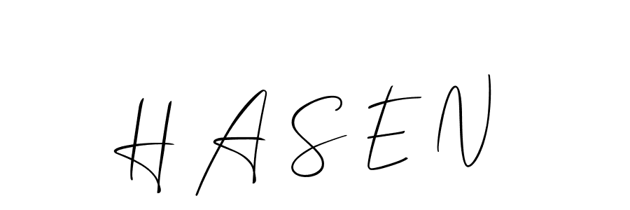 H A S E N stylish signature style. Best Handwritten Sign (Allison_Script) for my name. Handwritten Signature Collection Ideas for my name H A S E N. H A S E N signature style 2 images and pictures png